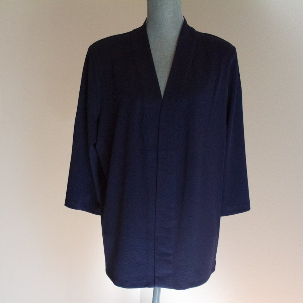 AVENUE Swing Back Open Front Jacket - Navy Blue Size 1X 14/16